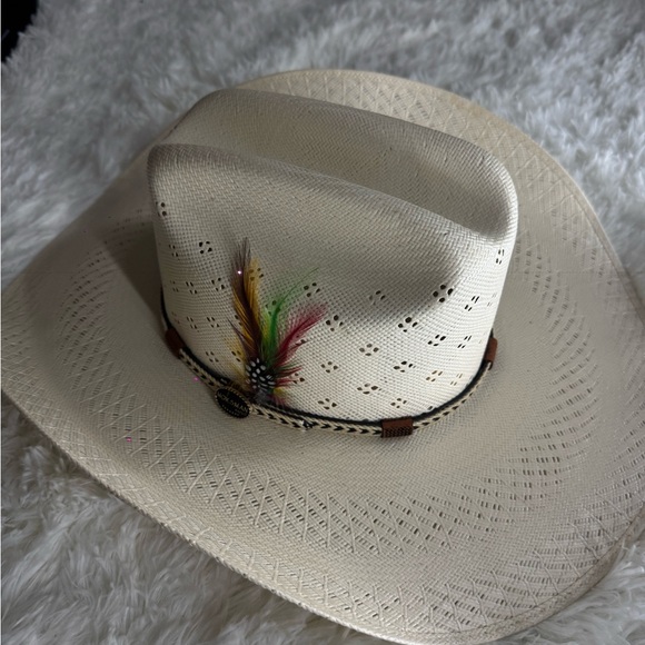 Accessories - Authentic Western Cowboy Hat with Decorative Feather Band